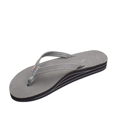 Womens Premier Leather Double Layer Arch Narrow Strap Sandals 302ALTSN (Grey)