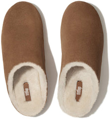 FitFlop Women's Chrissie Shearling Slipper Mule, Tumbled tan