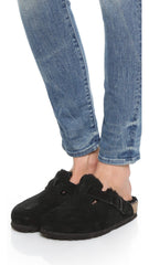 Women's Shoes Birkenstock BOSTON SHEARLING Clog Mules 0259881 BLACK SUEDE