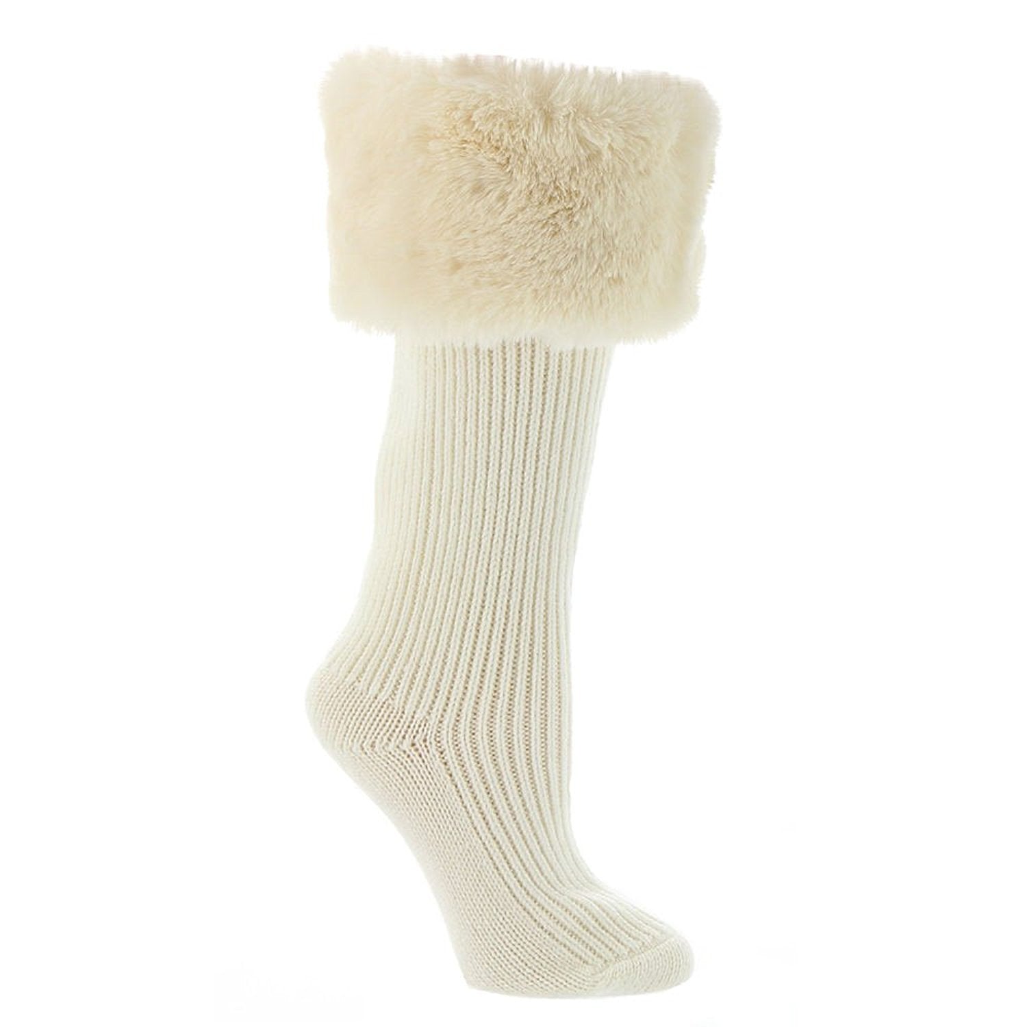 UGG® Faux Fur Short Sock - Cream